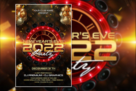 Dark Style New Year 2022 Poster Template