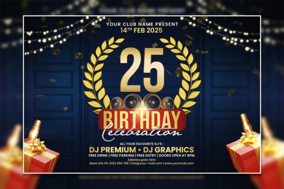 Modern Birthday Invitation Template & Editable PSD Flyer